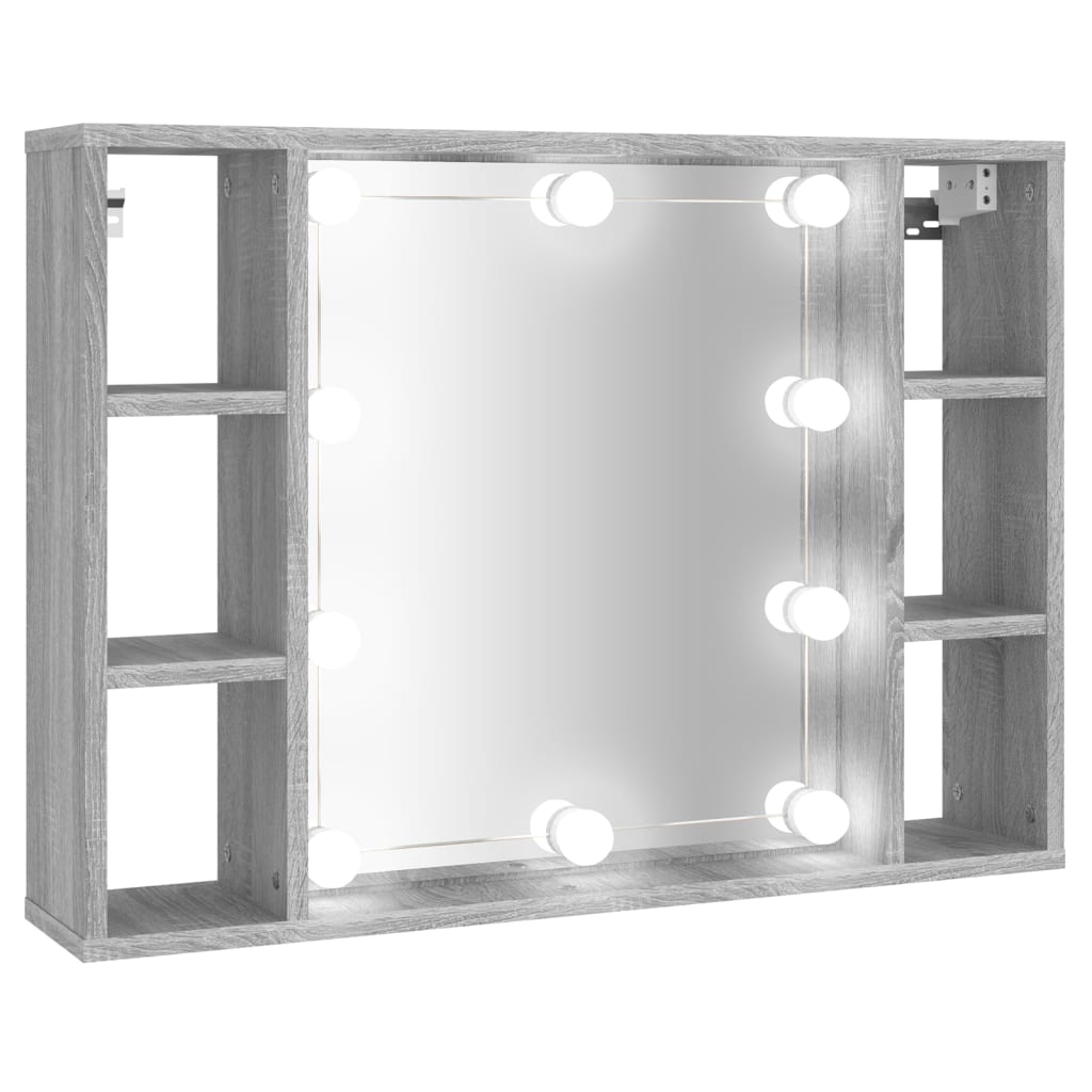 Spiegelkast met LED-verlichting 76x15x55 cm grijs sonoma eiken - Griffin Retail