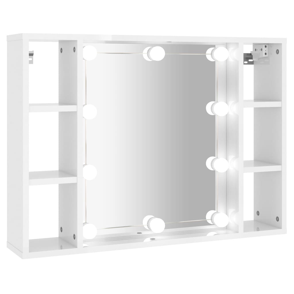 Spiegelkast met LED-verlichting 76x15x55 cm hoogglans wit - Griffin Retail