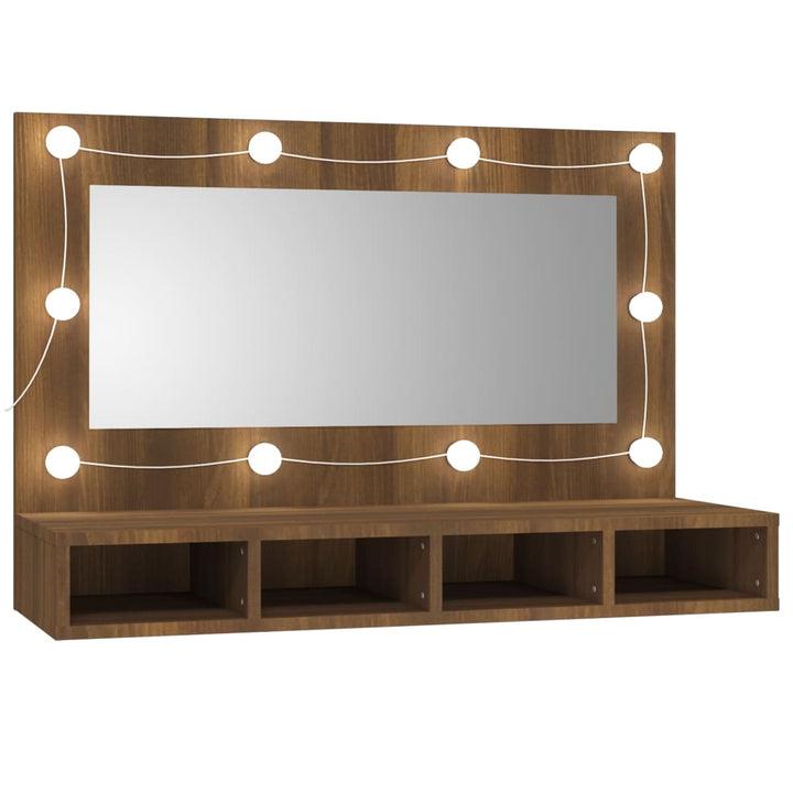 Spiegelkast met LED-verlichting 90x31,5x62 cm bruineikenkleurig - Griffin Retail