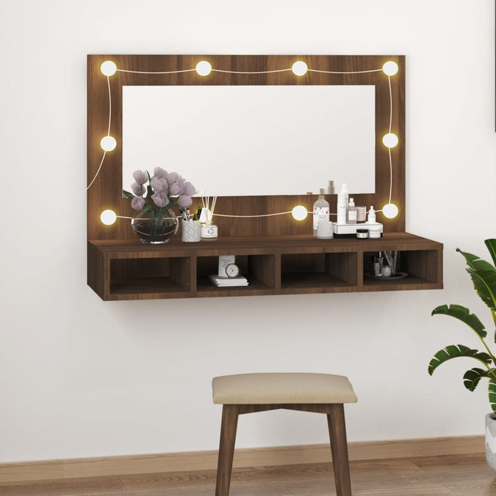 Spiegelkast met LED-verlichting 90x31,5x62 cm bruineikenkleurig - Griffin Retail