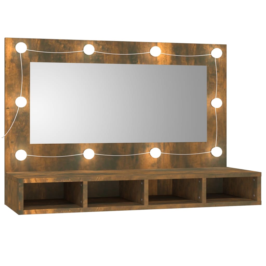 Spiegelkast met LED-verlichting 90x31,5x62 cm gerookt eiken - Griffin Retail