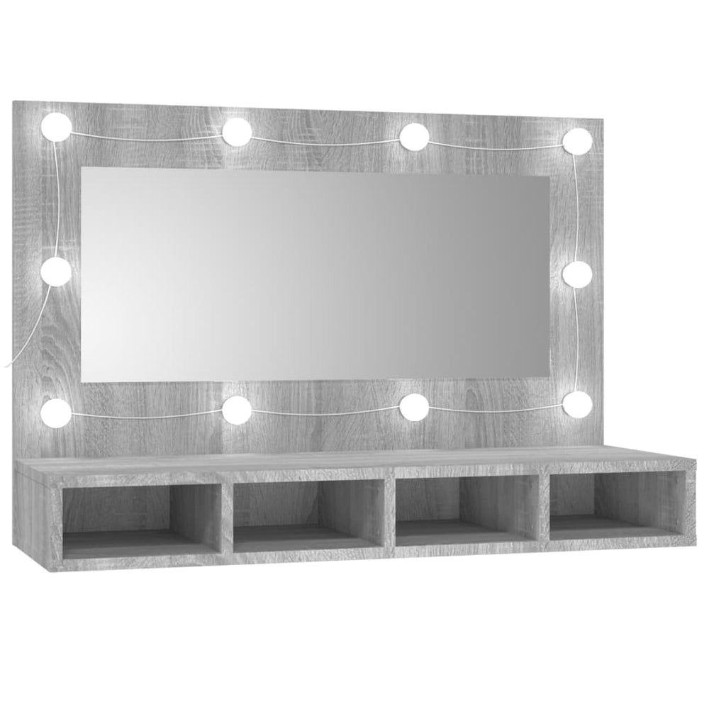 Spiegelkast met LED-verlichting 90x31,5x62 cm grijs sonoma - Griffin Retail