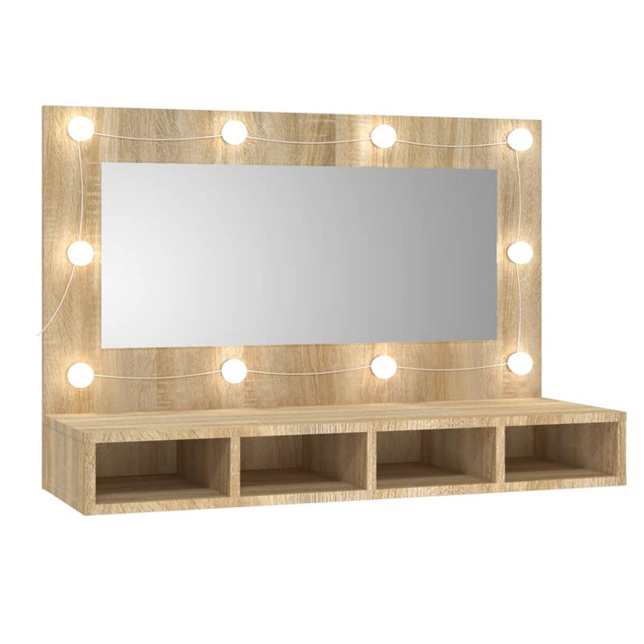 Spiegelkast met LED-verlichting 90x31,5x62 cm sonoma eikenkleur - Griffin Retail