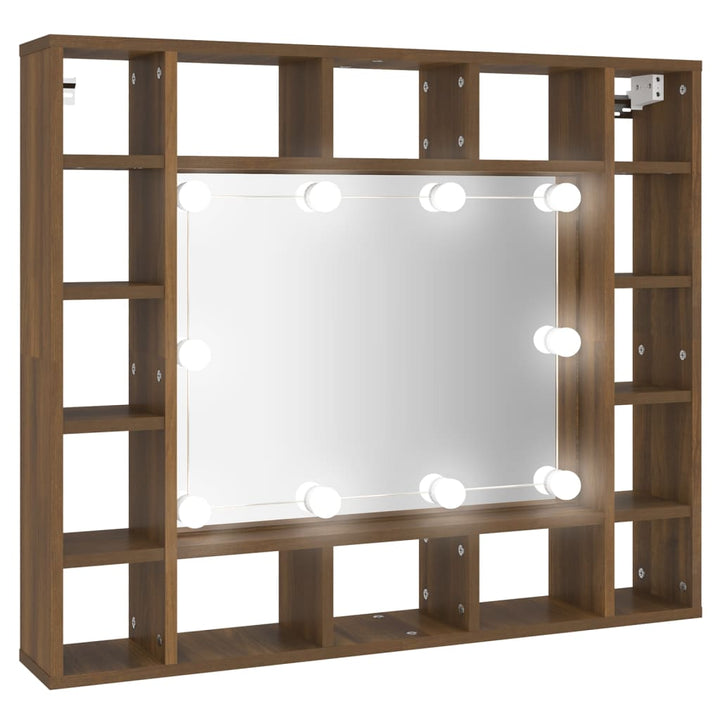 Spiegelkast met LED-verlichting 91x15x76,5 cm bruineikenkleurig - Griffin Retail