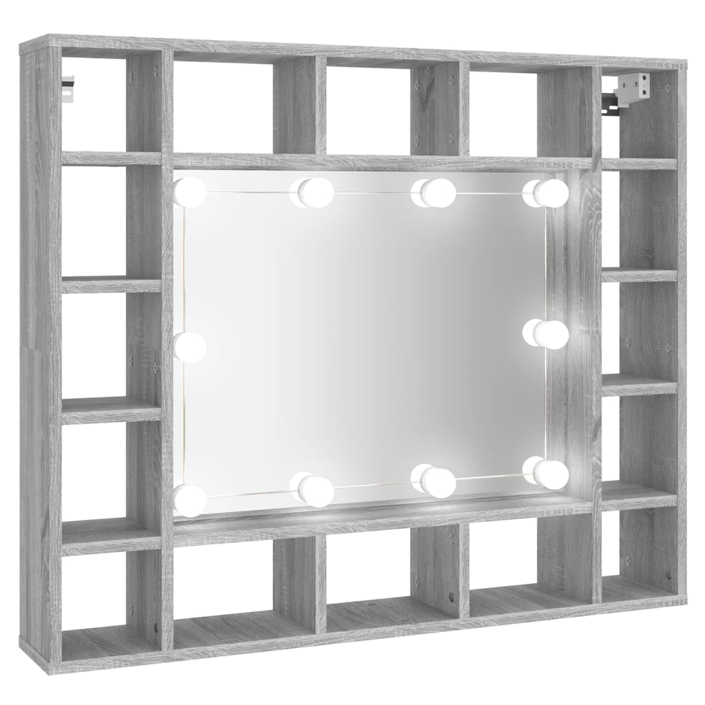 Spiegelkast met LED-verlichting 91x15x76,5 cm grijs sonoma - Griffin Retail