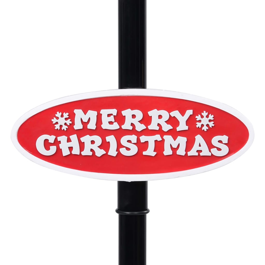 Straatlantaarn met kerstman 81x40x188 cm PVC zwart en rood - Griffin Retail