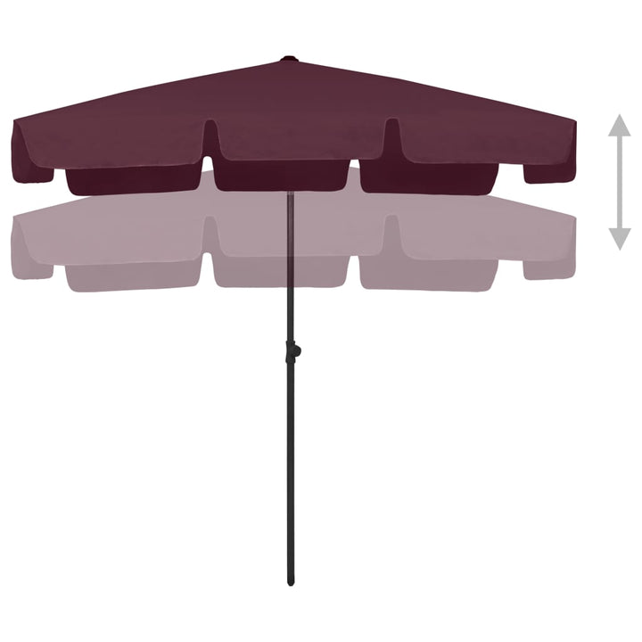 Strandparasol 200x125 cm bordeauxrood - Griffin Retail