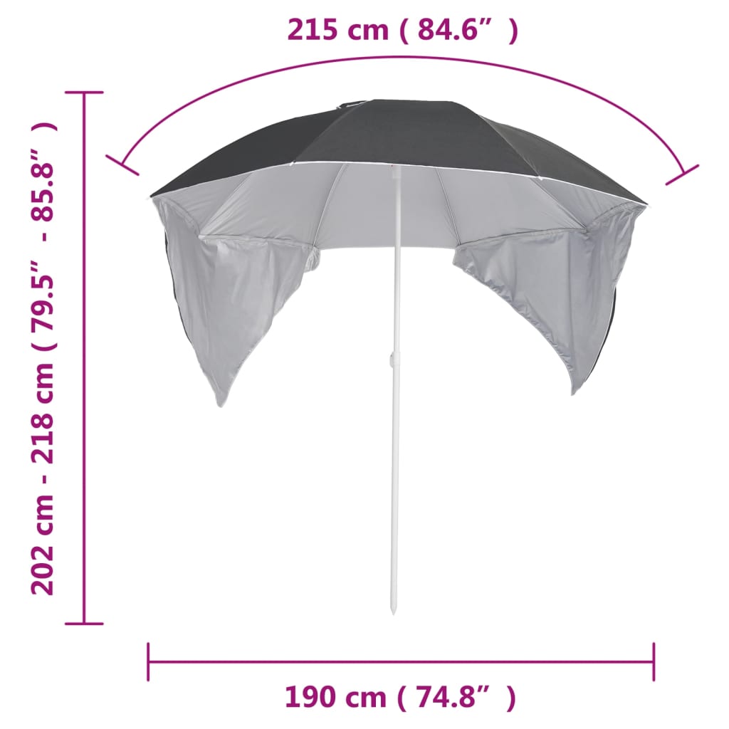 Strandparasol met zijwanden 215 cm antracietkleurig - Griffin Retail