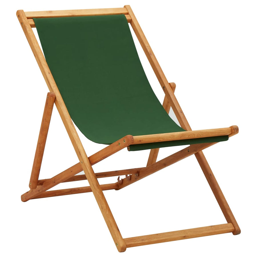 Strandstoel inklapbaar eucalyptushout en stof groen - Griffin Retail