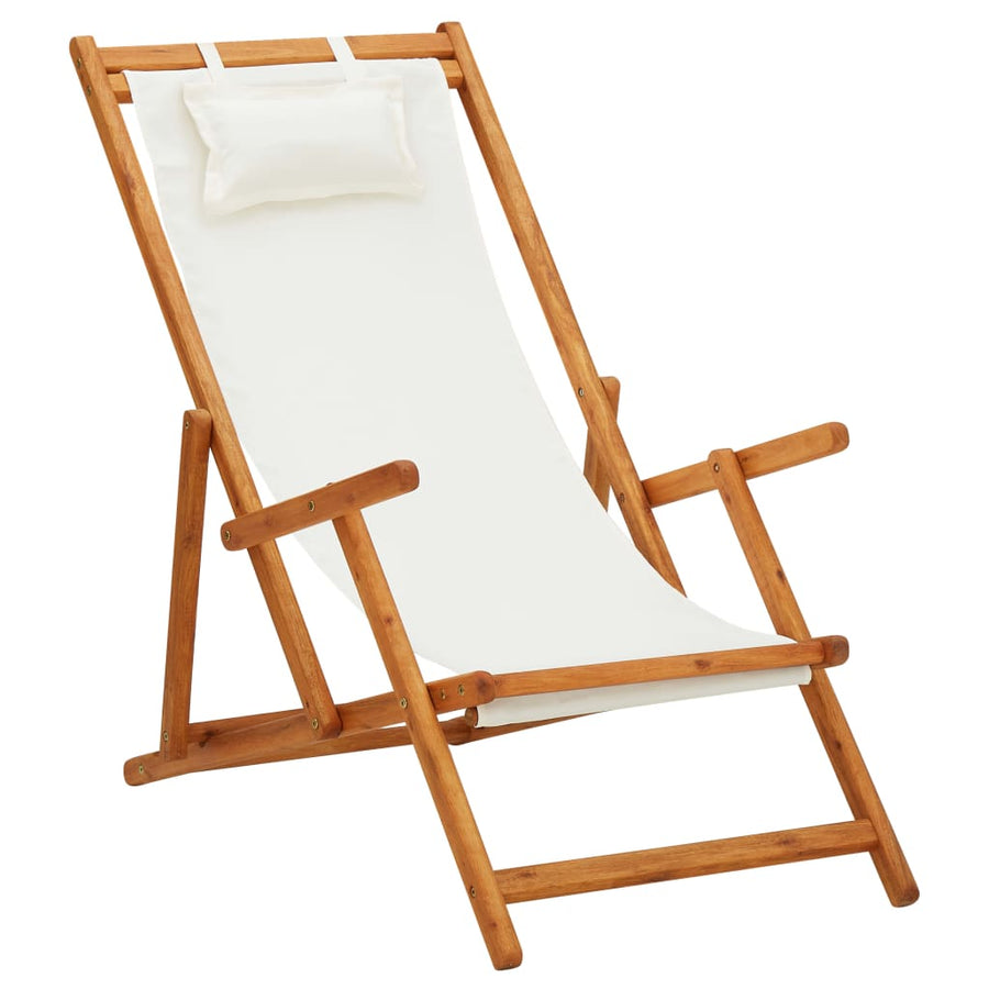 Strandstoel inklapbaar massief eucalyptushout en stof crème - Griffin Retail