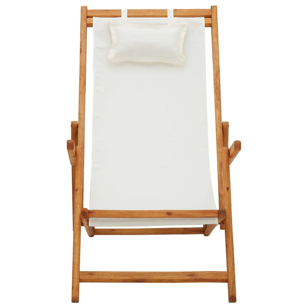 Strandstoel inklapbaar massief eucalyptushout en stof crème - Griffin Retail