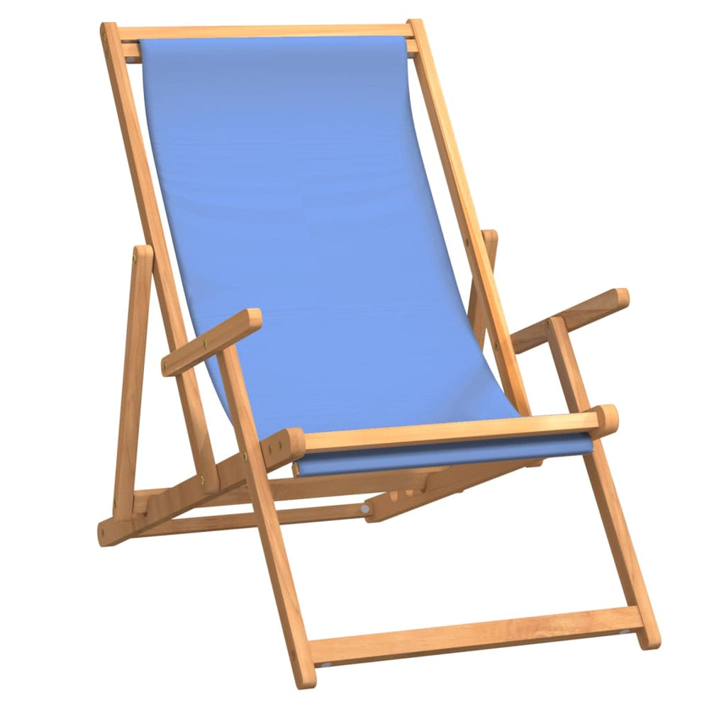 Strandstoel inklapbaar massief teakhout blauw - Griffin Retail