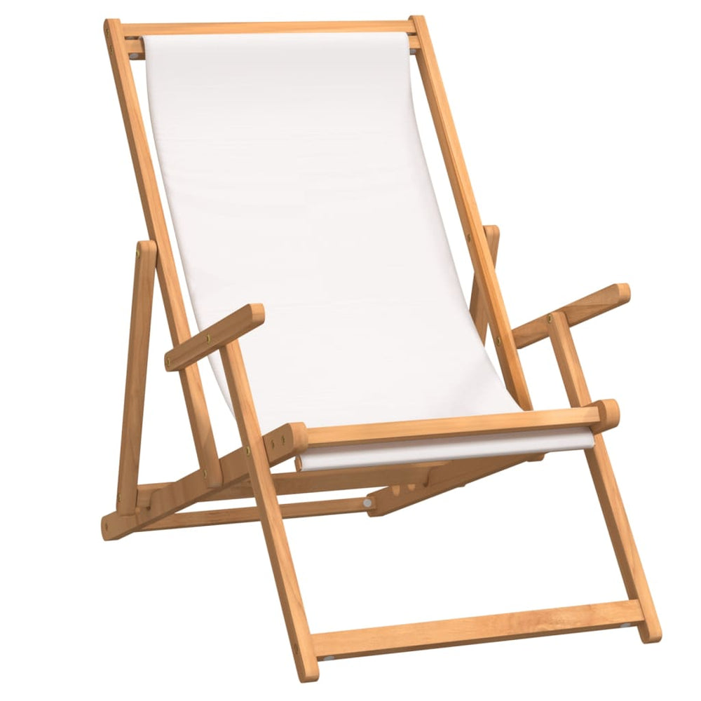 Strandstoel inklapbaar massief teakhout crèmekleurig - Griffin Retail