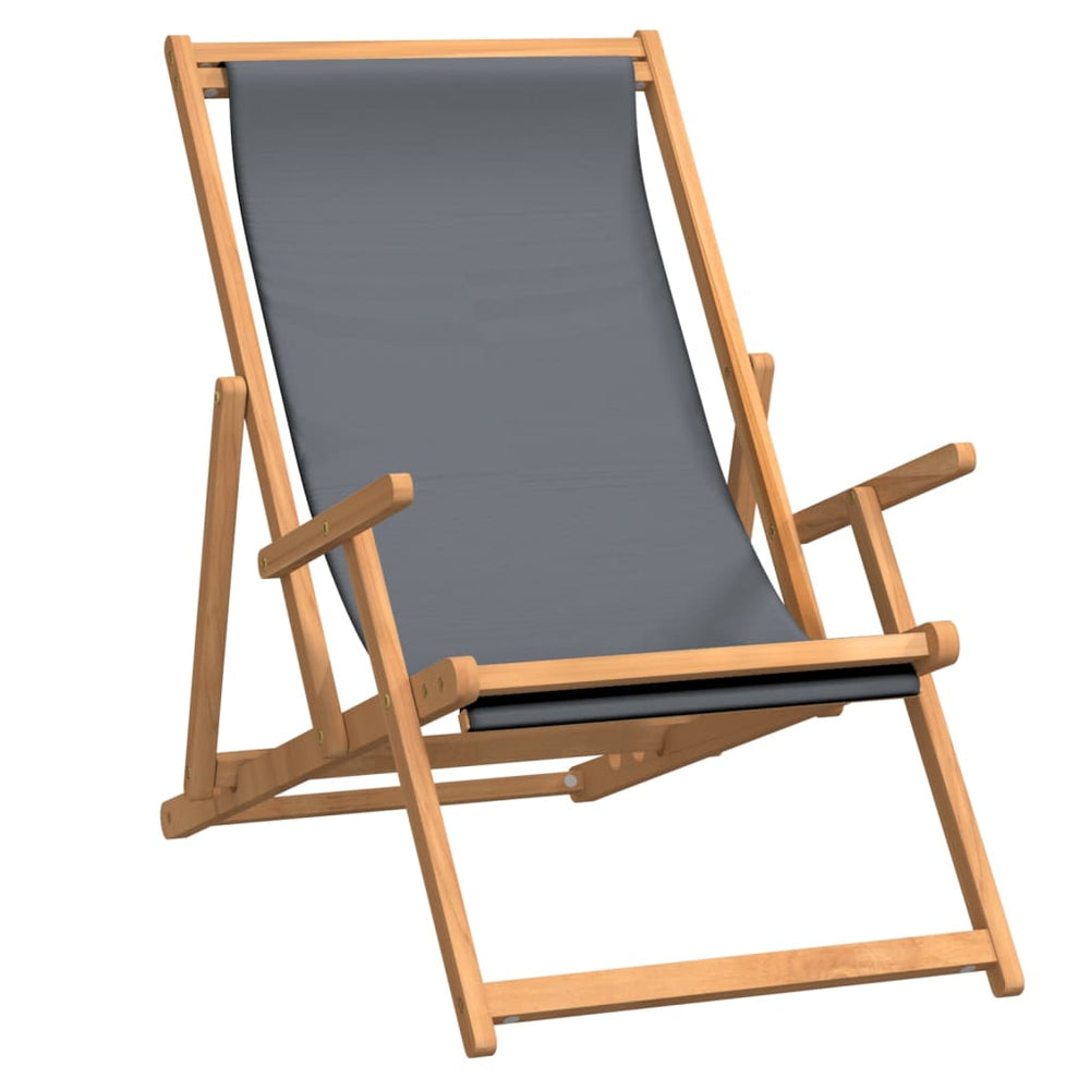 Strandstoel inklapbaar massief teakhout grijs - Griffin Retail