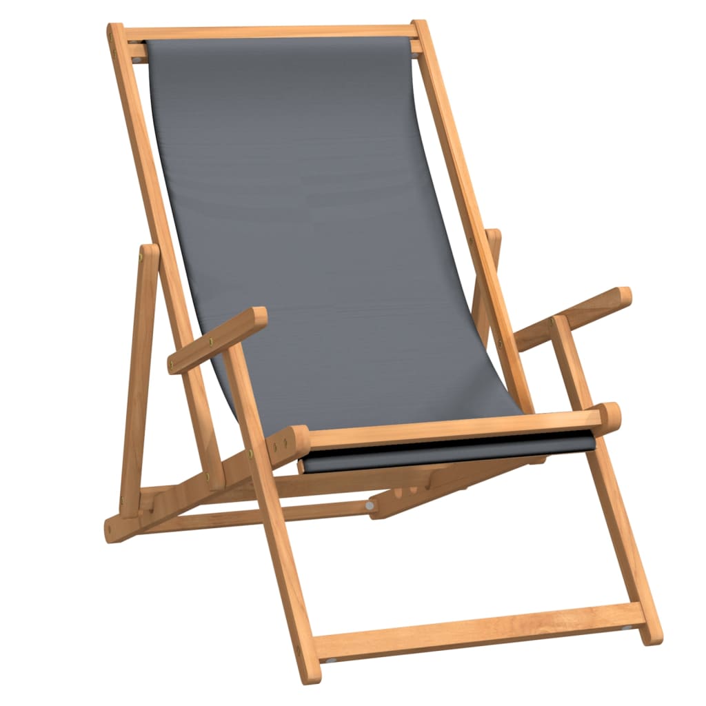 Strandstoel inklapbaar massief teakhout grijs - Griffin Retail