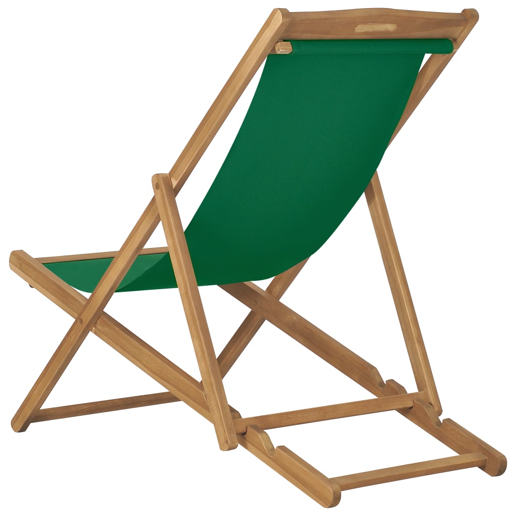 Strandstoel inklapbaar massief teakhout groen - Griffin Retail
