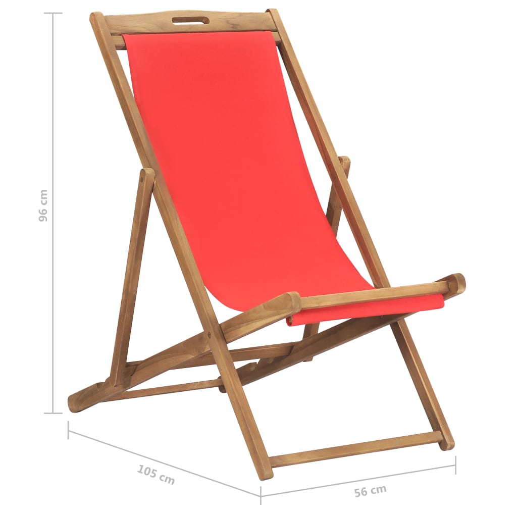 Strandstoel inklapbaar massief teakhout rood - Griffin Retail
