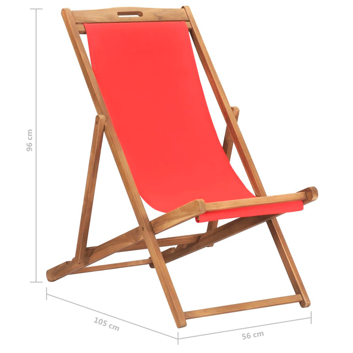 Strandstoel inklapbaar massief teakhout rood - Griffin Retail