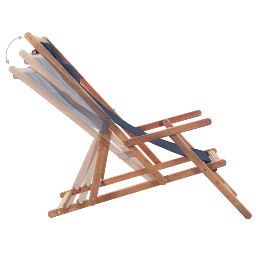 Strandstoel inklapbaar stof en houten frame blauw - Griffin Retail