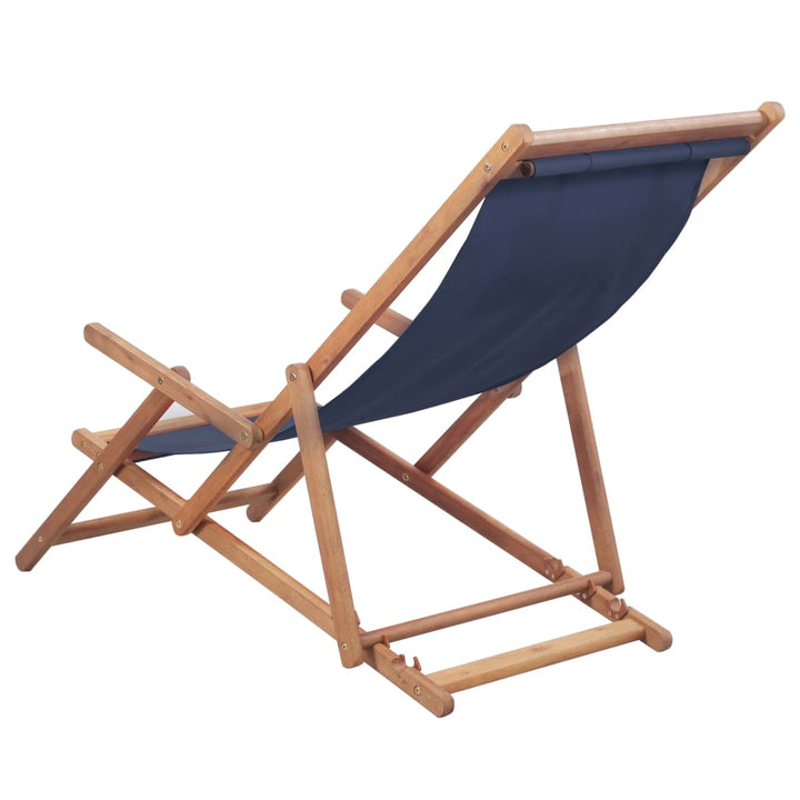 Strandstoel inklapbaar stof en houten frame blauw - Griffin Retail