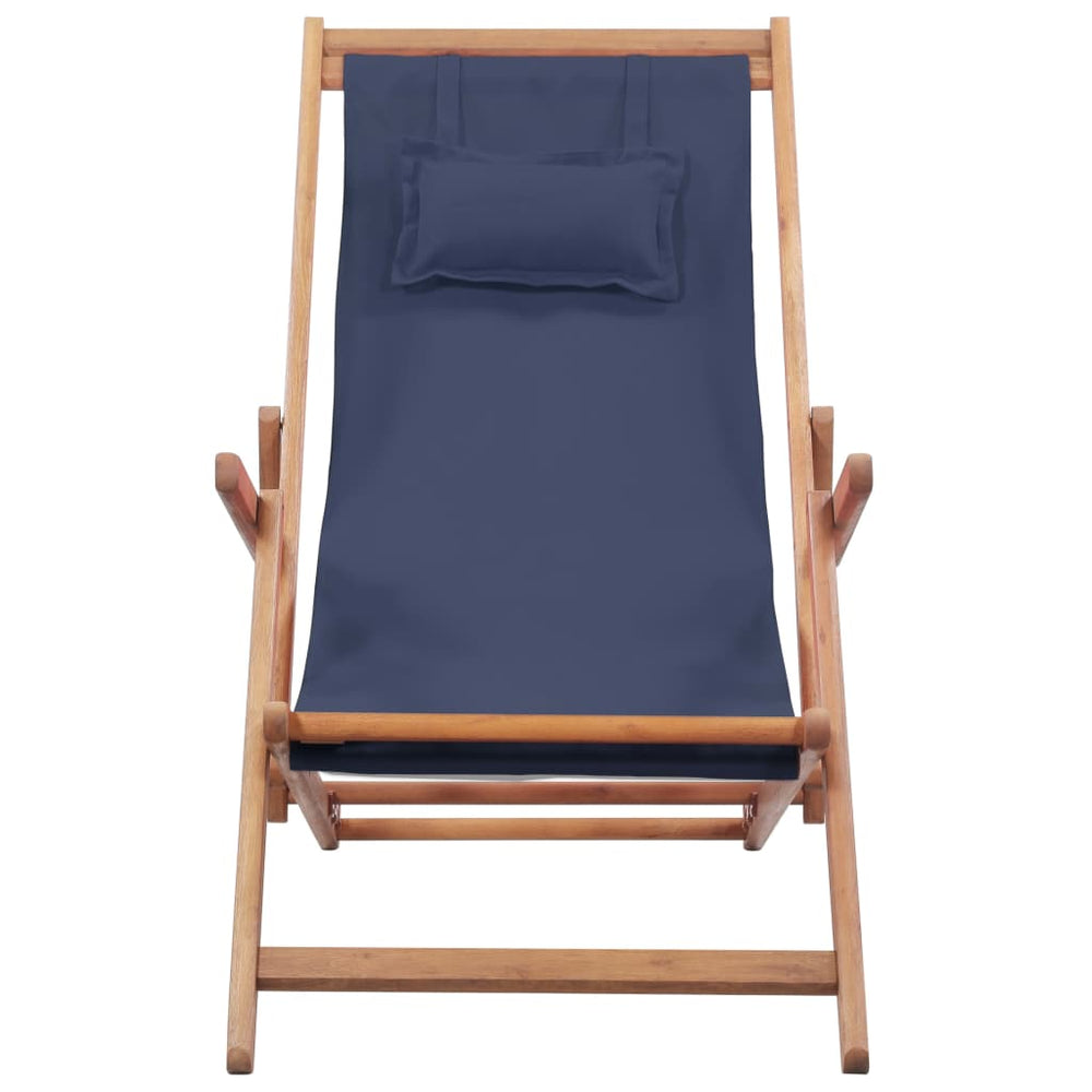 Strandstoel inklapbaar stof en houten frame blauw - Griffin Retail