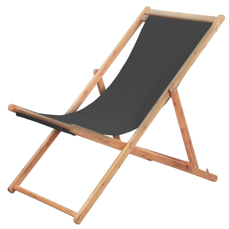 Strandstoel inklapbaar stof en houten frame grijs - Griffin Retail