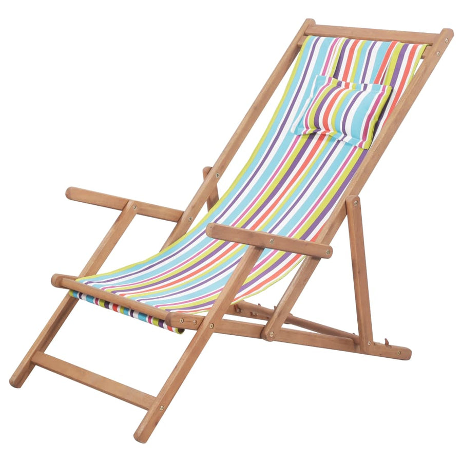 Strandstoel inklapbaar stof en houten frame meerkleurig - Griffin Retail