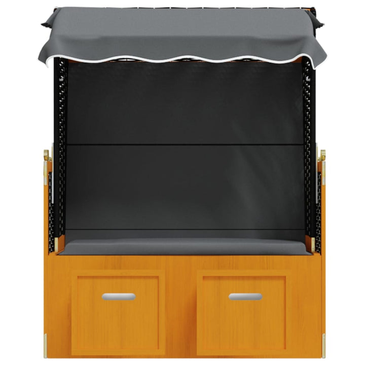 Strandstoel met luifel poly rattan en hout zwart en antraciet - Griffin Retail