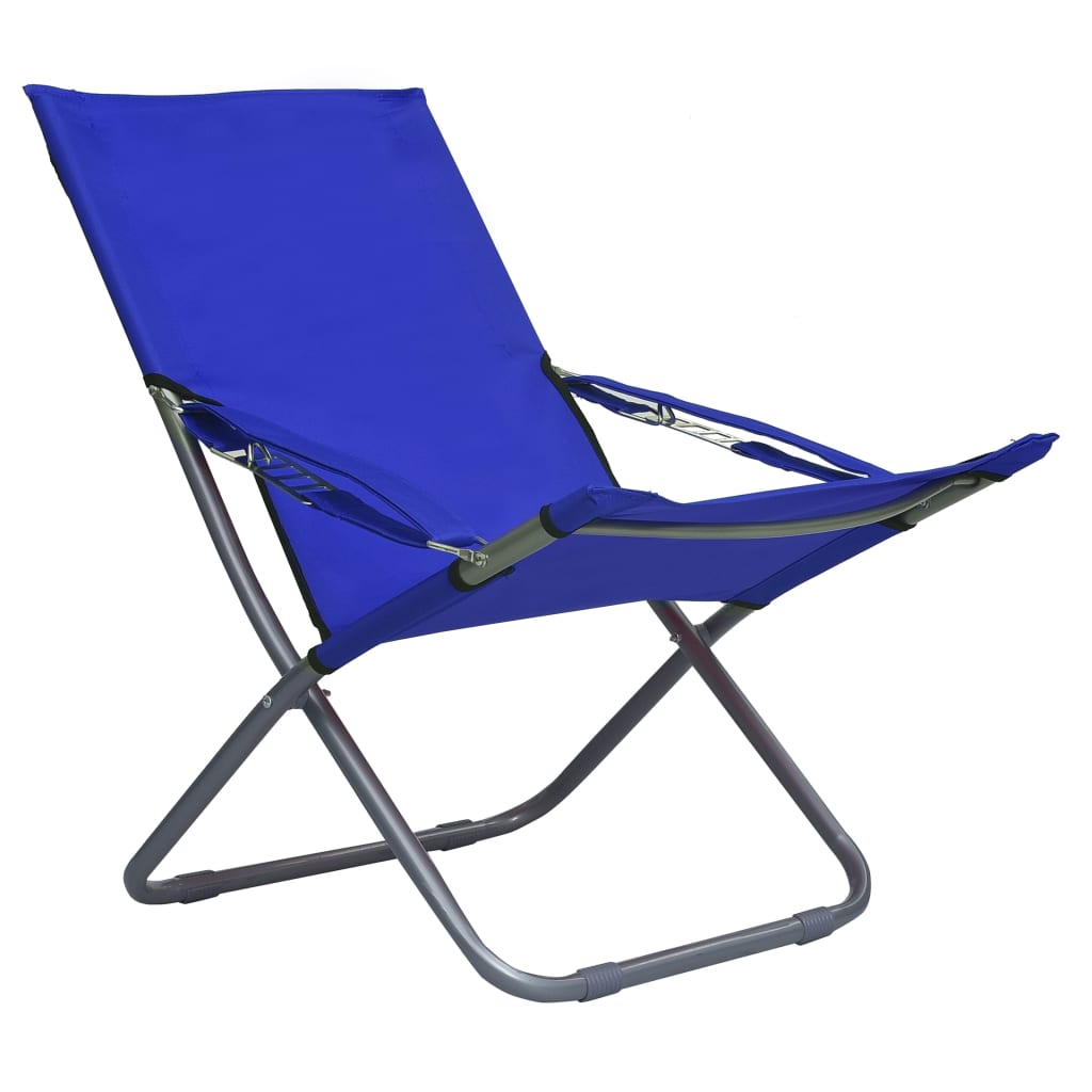 Strandstoelen 2 st inklapbaar stof blauw - Griffin Retail