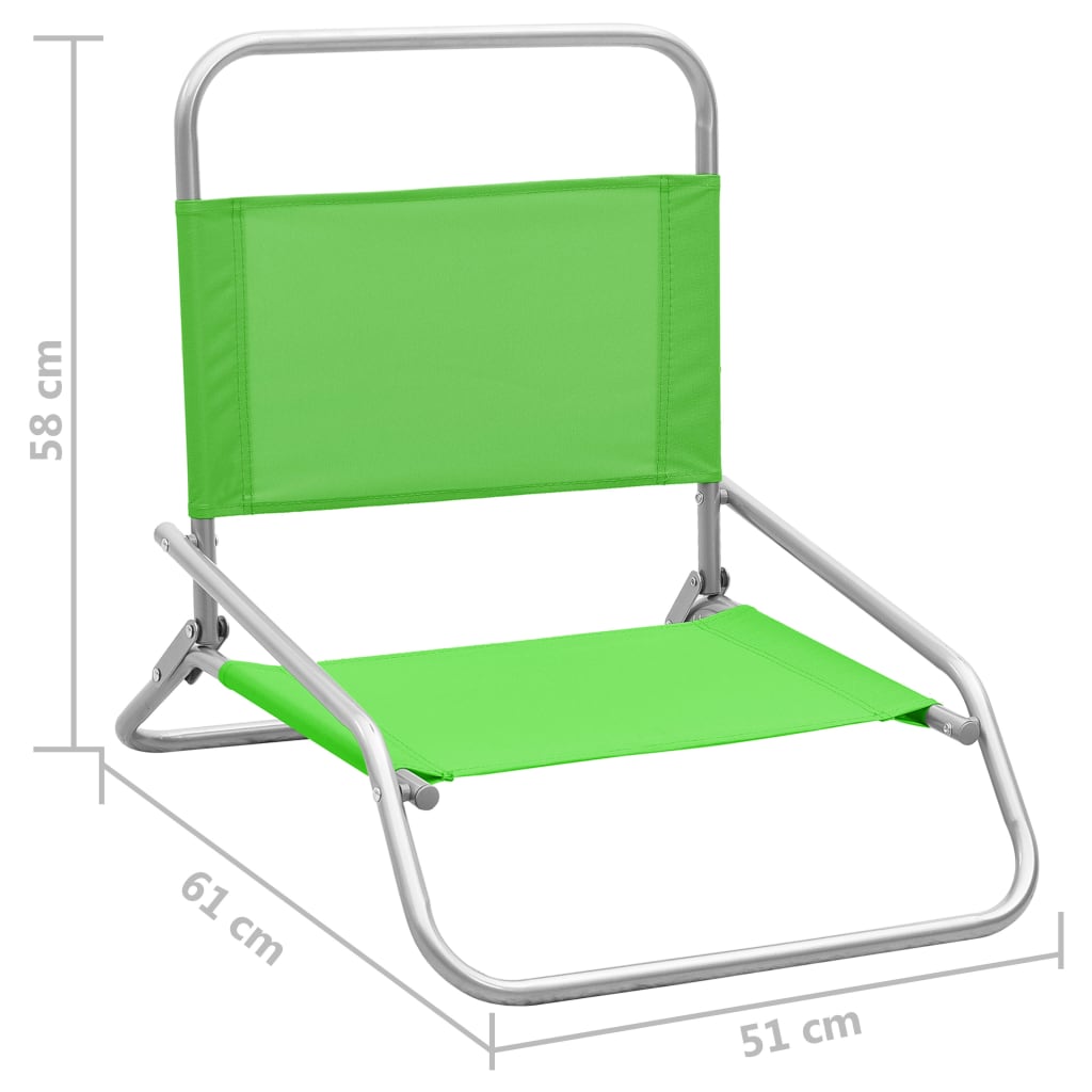 Strandstoelen 2 st inklapbaar stof groen - Griffin Retail