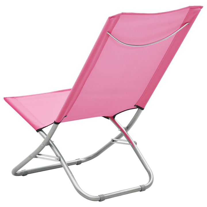Strandstoelen 2 st inklapbaar stof roze - Griffin Retail