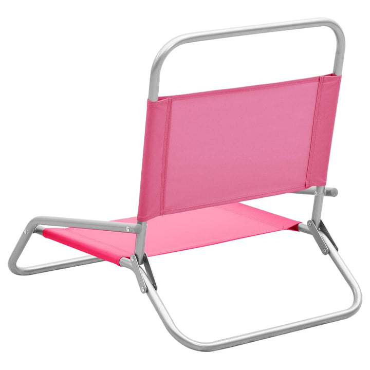 Strandstoelen 2 st inklapbaar stof roze - Griffin Retail