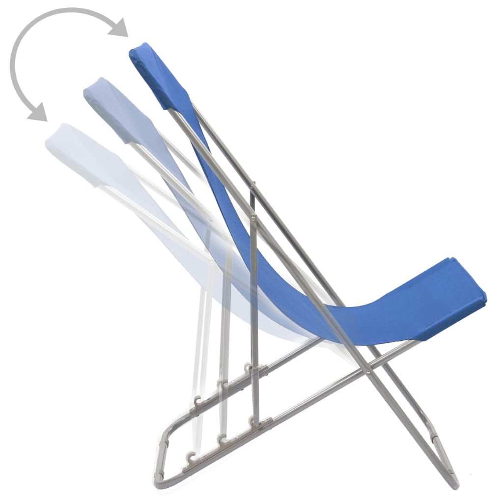 Strandstoelen inklapbaar 2 st staal en oxford stof blauw - Griffin Retail