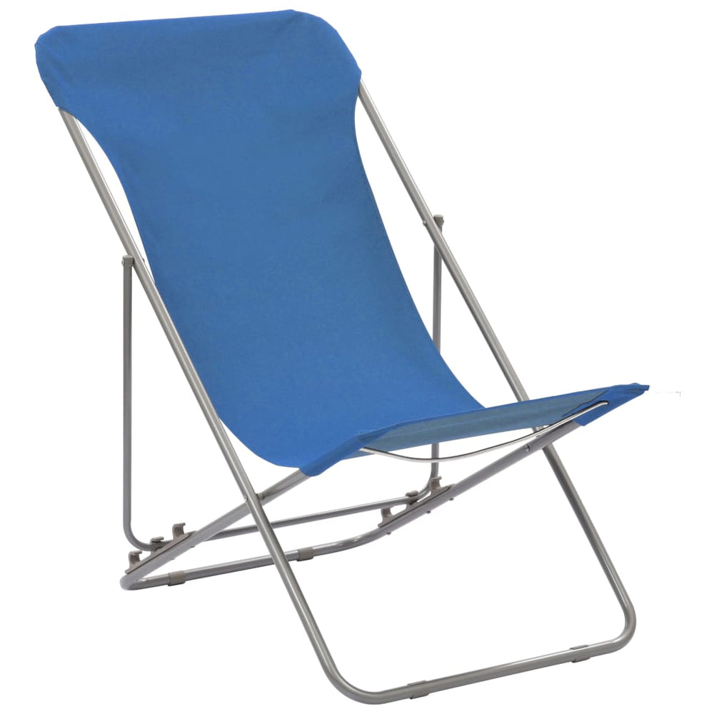 Strandstoelen inklapbaar 2 st staal en oxford stof blauw - Griffin Retail