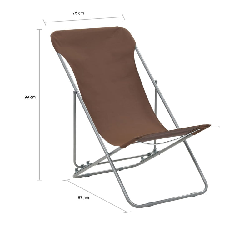 Strandstoelen inklapbaar 2 st staal en oxford stof bruin - Griffin Retail