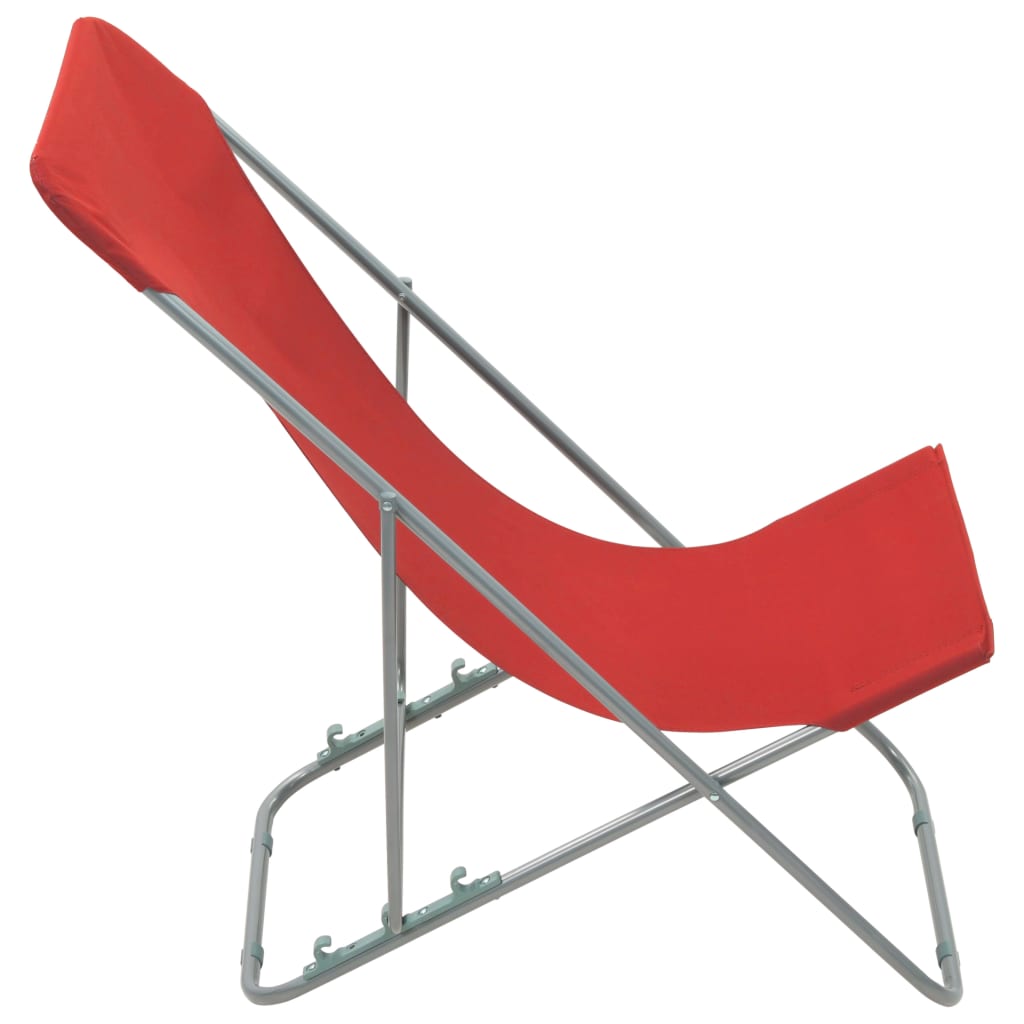 Strandstoelen inklapbaar 2 st staal en oxford stof rood - Griffin Retail