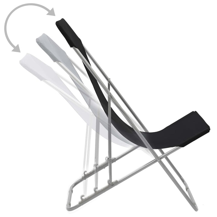 Strandstoelen inklapbaar 2 st staal en oxford stof zwart - Griffin Retail