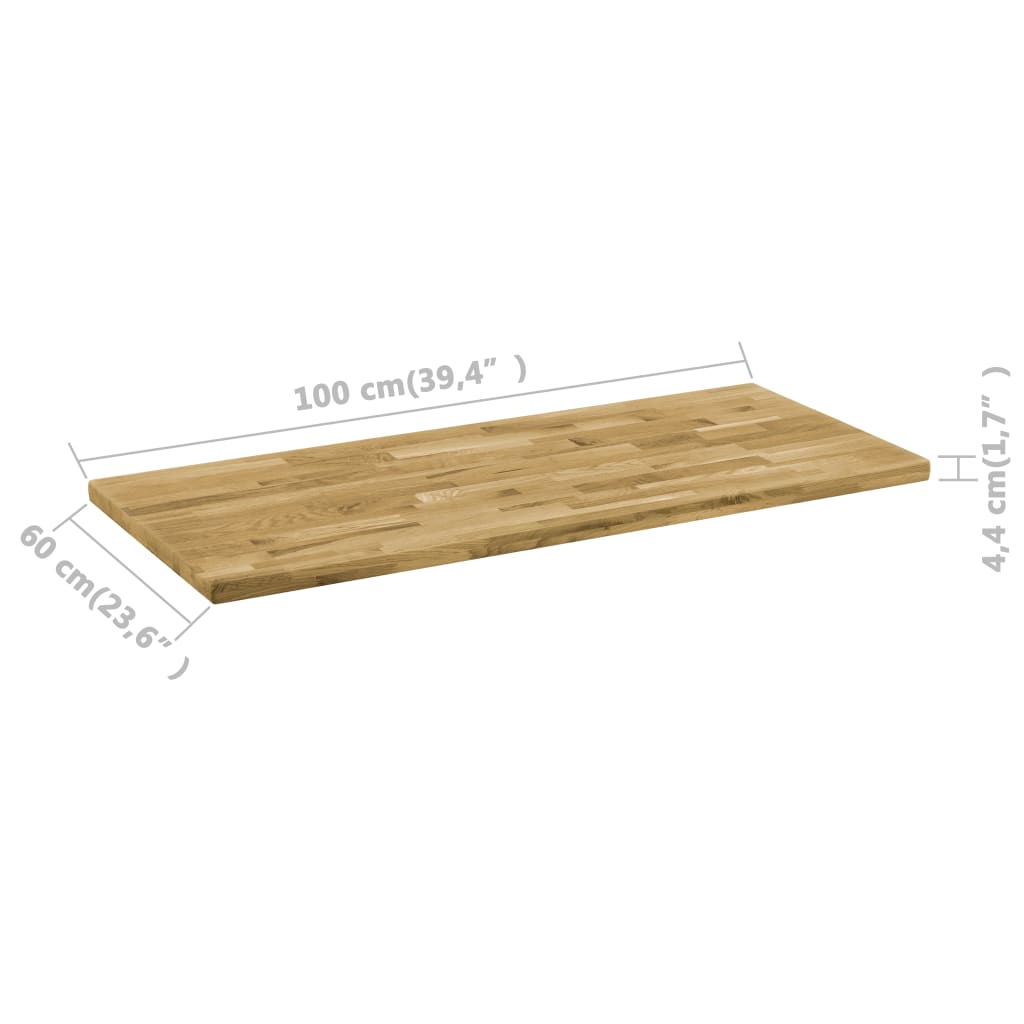Tafelblad rechthoekig 44 mm 100x60 cm massief eikenhout - Griffin Retail
