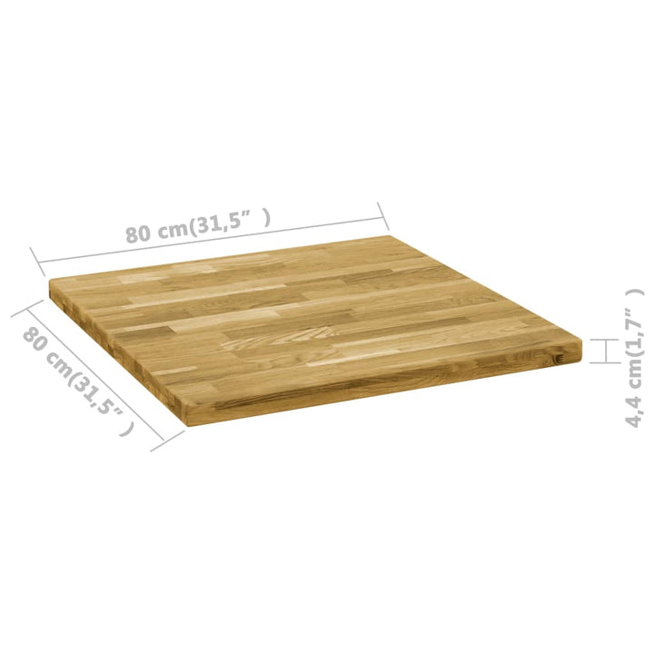 Tafelblad vierkant 44 mm 80x80 cm massief eikenhout - Griffin Retail