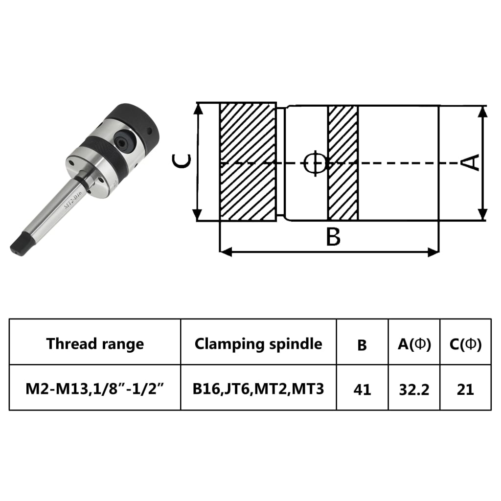 Tapboorkop B16 met MT2 schacht voor schroefdraad M2-M13 - Griffin Retail