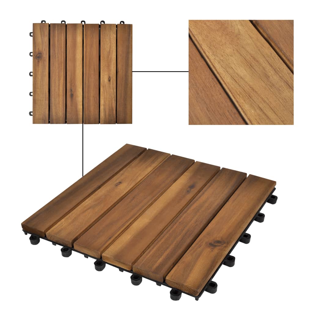 Terrastegels acaciahout 30 x 30 cm verticaal patroon (10 stuks) - Griffin Retail