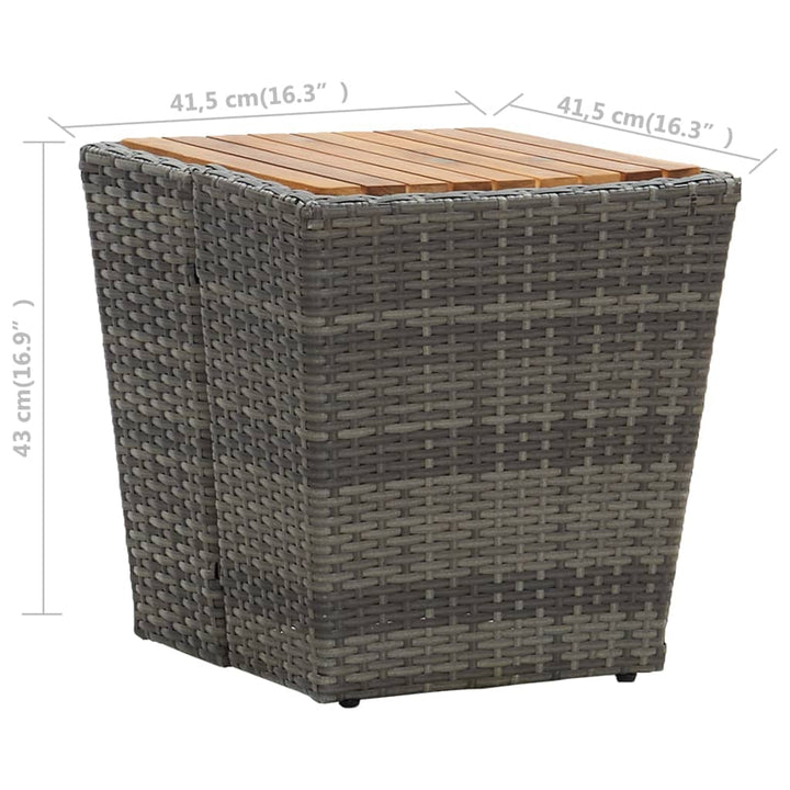 Theetafel 41,5x41,5x43 cm poly rattan massief acaciahout grijs - Griffin Retail