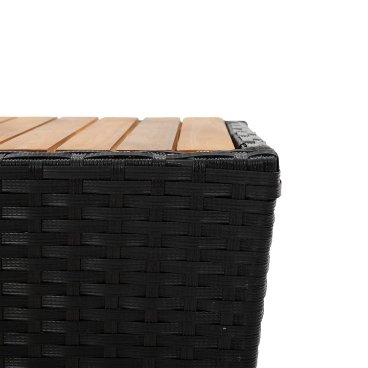 Theetafel 41,5x41,5x43 cm poly rattan massief acaciahout zwart - Griffin Retail