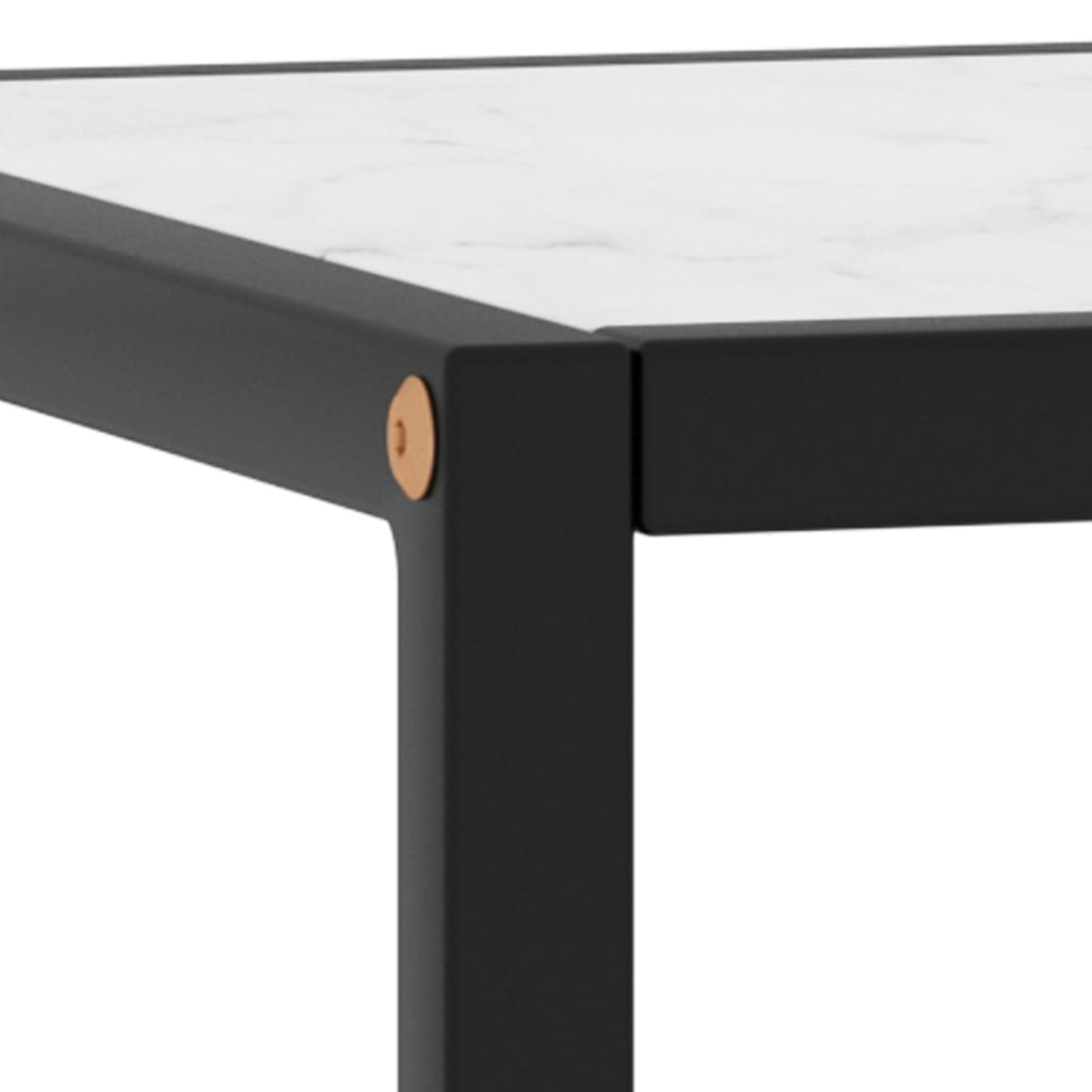 Theetafel met wit marmerglas 90x90x50 cm zwart - Griffin Retail