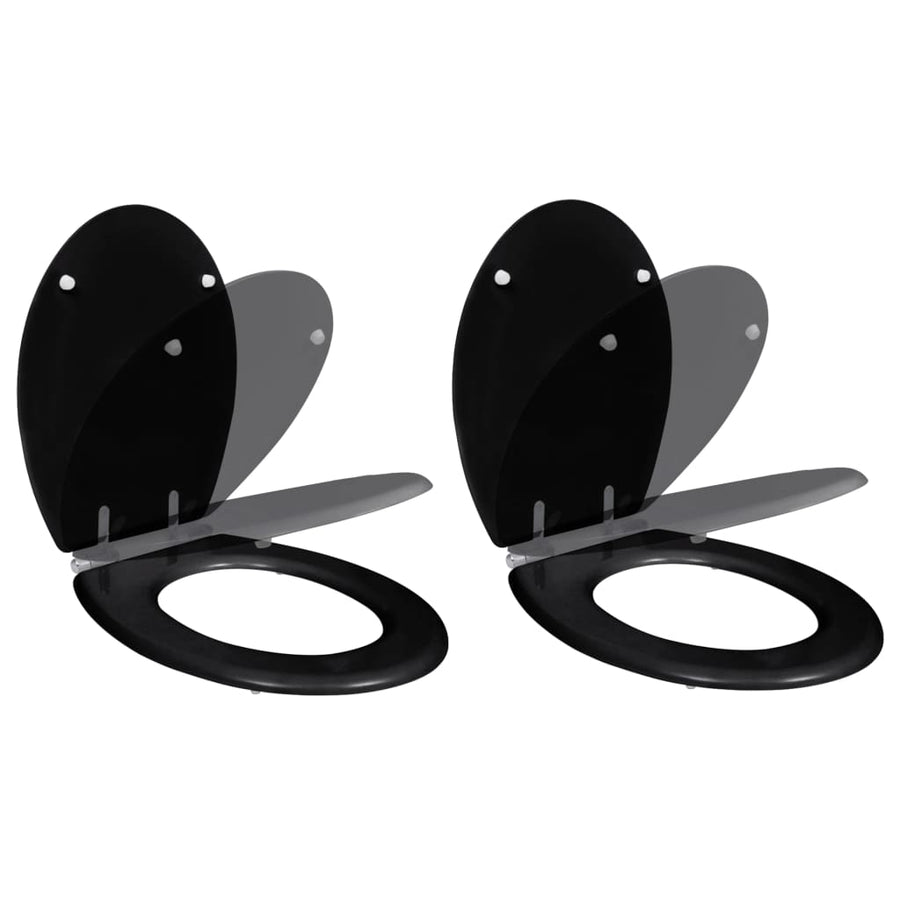 Toiletbril met soft-closedeksel 2 st MDF zwart - Griffin Retail