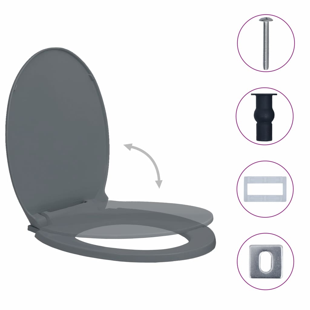 Toiletbril soft-close en quick-release ovaal grijs - Griffin Retail