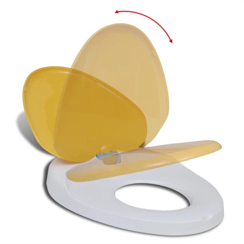 Toiletbril voor volwassenen/kinderen soft-close wit en geel - Griffin Retail