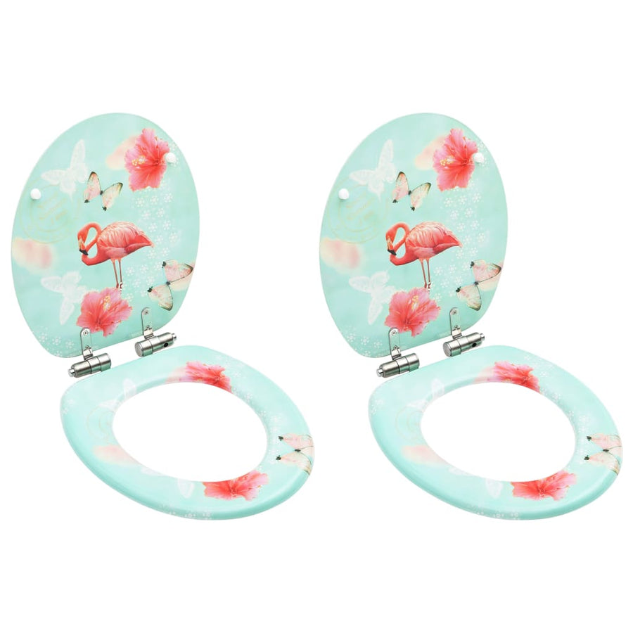 Toiletbrillen met soft-close deksel 2 st flamingo MDF - Griffin Retail
