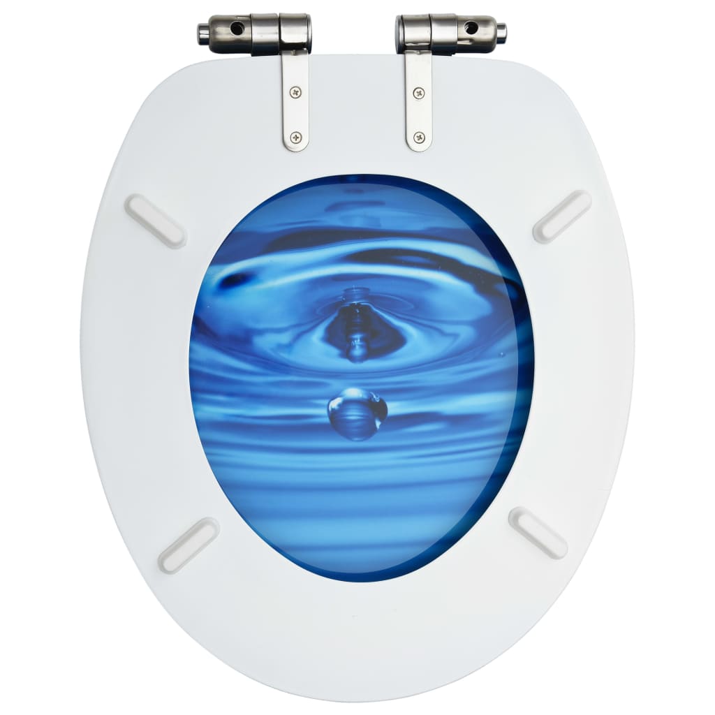 Toiletbrillen met soft-close deksel 2 st waterdruppel MDF blauw - Griffin Retail
